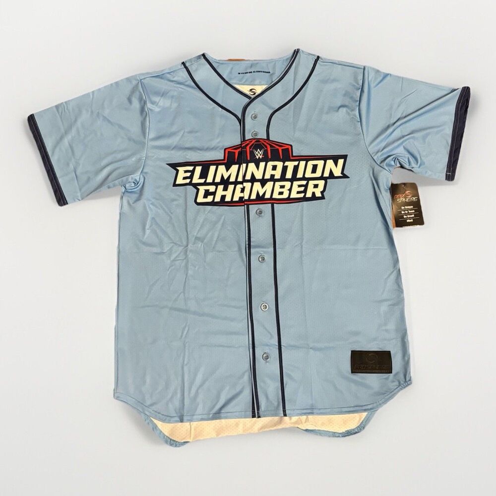 WWE Elimination Chamber Blue Jersey Toronto 25 ProSphere Mens Large NWT